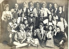 VTG Halloween 1910s RPPC Photo Creepy People Costume Party Theater