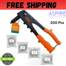 Heavy Hand Riveter Rivet Gun Professional Pop Rivet Gun Kit with 200pcs Rivets