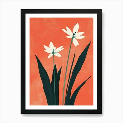 Zwei weiße Blumen 3 Kunstdruck gerahmt Wandbild Poster Leinwanddruck Bild