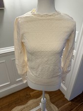Loft Women  s XS Cream Long Sleeve Knit Crew Neck Sweater