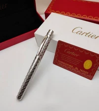 NEW Cartier Santos Rollerball Pen Silver Trim Black ink,AD VIP Gift – Full Boxed