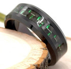 Men's 8mm Black Tungsten Ring Vibrant Green Carbon fiber Inlay Comfort Fit Band — photo 1
