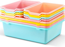 12 Pcs Stackable Plastic Cubby Bins for Classroom  Home Storage, 2 Sizes