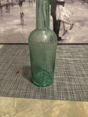 Lea & Perrins Worcester Sauce Antique Aqua Glass Bottle
