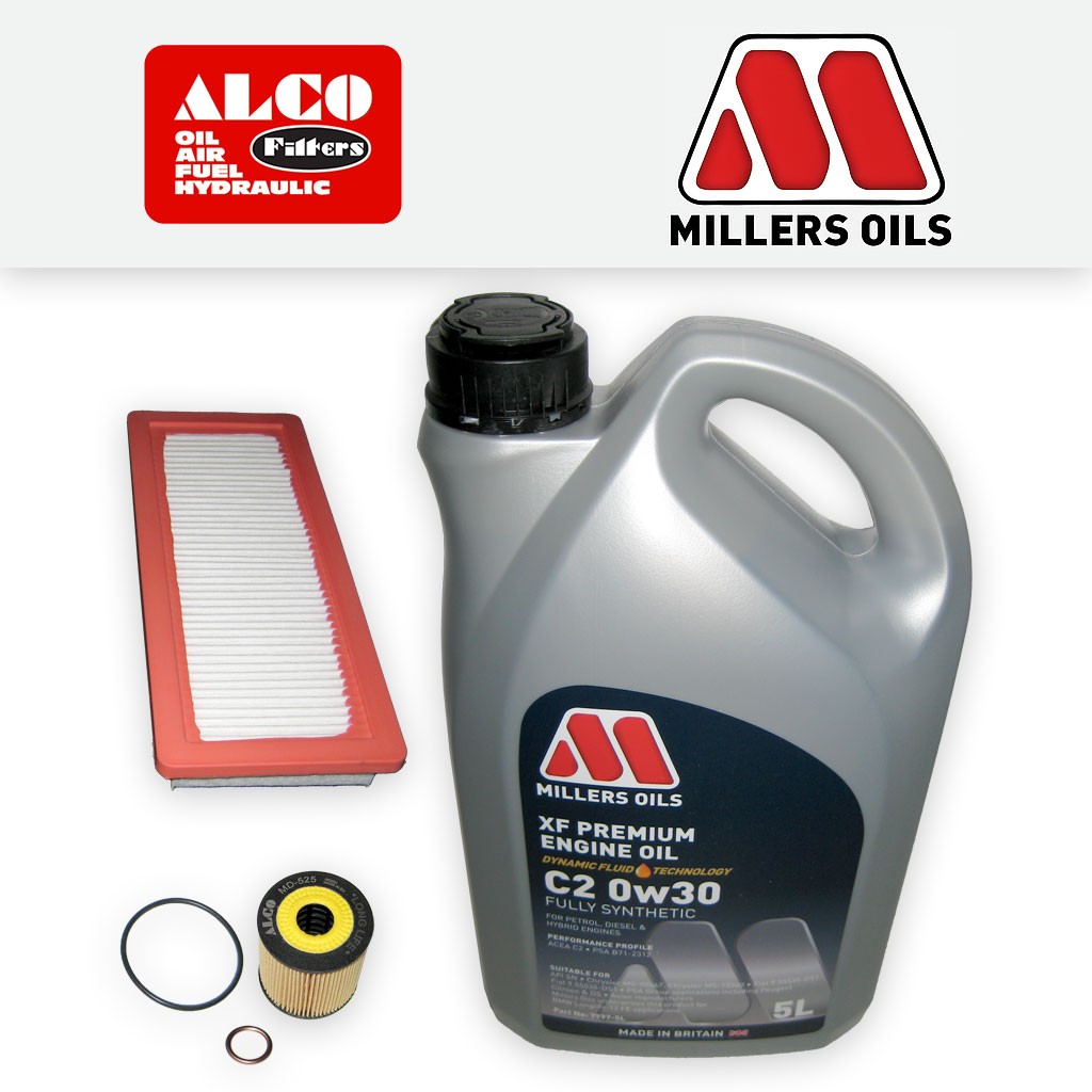 SERVICE KIT for PEUGEOT 308 1.6 THP OIL AIR FILTERS +C2 0w30 OIL (2013-2021)