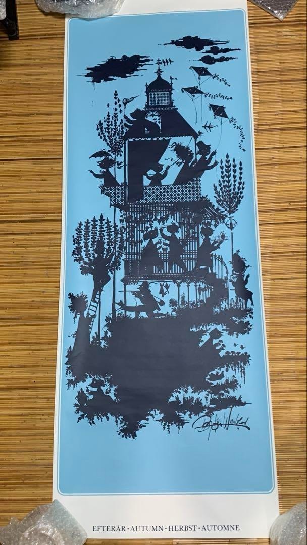 Bjorn Wiinblad Vintage Poster Autumn Season Large 140x50cm Danish
