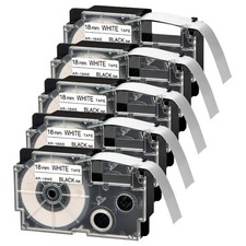 5x Black on White Tape Cartridge XR-18WE for Casio KL-100 EZ Label Printer
