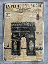 plaque publicitaire tôle vintage Paris ancien journal non émaillée