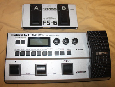 Boss GT-1B Bass Multi Effects Processor Pedal + Boss FS-6 Dual Foot Switch