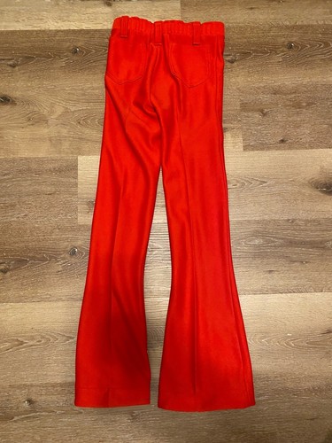 Vintage 70s Retro Orange Pants Vest Suit Dotted Swiss Shirt Matching Set Sz XS - Picture 18 of 20