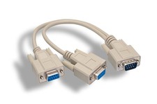 KENTEK 1 Feet FT DB9 Male to 2X DB9 Female Extension Y Splitter Cable Cord 9 ...