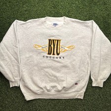 Vintage Russell Athletic Byu Cougars Sweatshirt Mens Size XL Gray