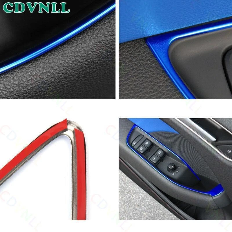 For Audi A3 S3 RS3 2015-2020 Blue Titanium Glass Window Switch Lock Strip Trim - Image 4 of 4