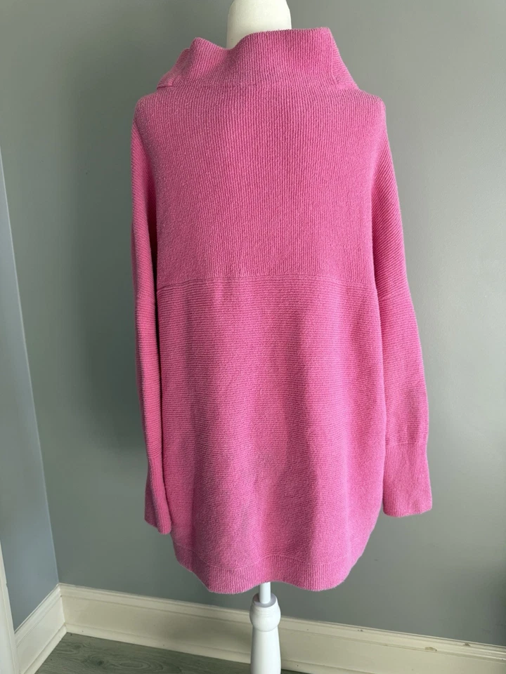 Free People Ottoman Slouchy Tunic Sweater Pink Ribbed Pullover Oversized Medium - Image 3 of 4