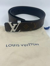 Brown Mono Louis Vuitton Belt Silver Buckle Size 95/38