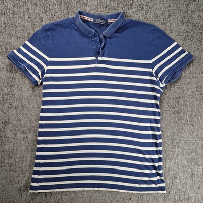 Topman Poloshirt Herren/Teenager Größe Small Jahre blau-weiß gestreift P2P 17 Zoll