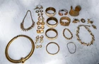 VTG Costume Jewelry Lot Trifari, Marino, Parkland, India Brass Inlay Bangles