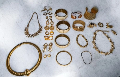 VTG Costume Jewelry Lot Trifari, Marino, Parkland, India Brass Inlay Bangles