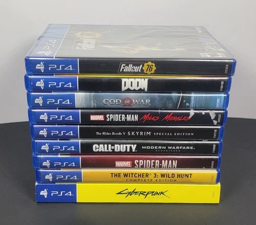 New ListingPS4 Games Lot Of 9 Disc Call Of Duty-Minecraft-Spider Man-God Of War-The Witcher