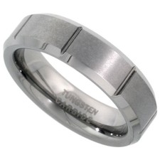 Tungsten Carbide 6 mm Wedding Band Ring with Vertical Grooves