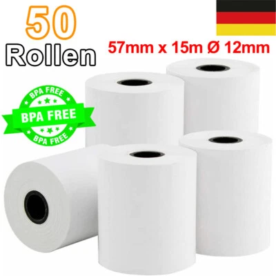50 x Thermorollen 57mm Bonrollen EC Cash Thermo Rollen Kassenrollen Waagenrolle