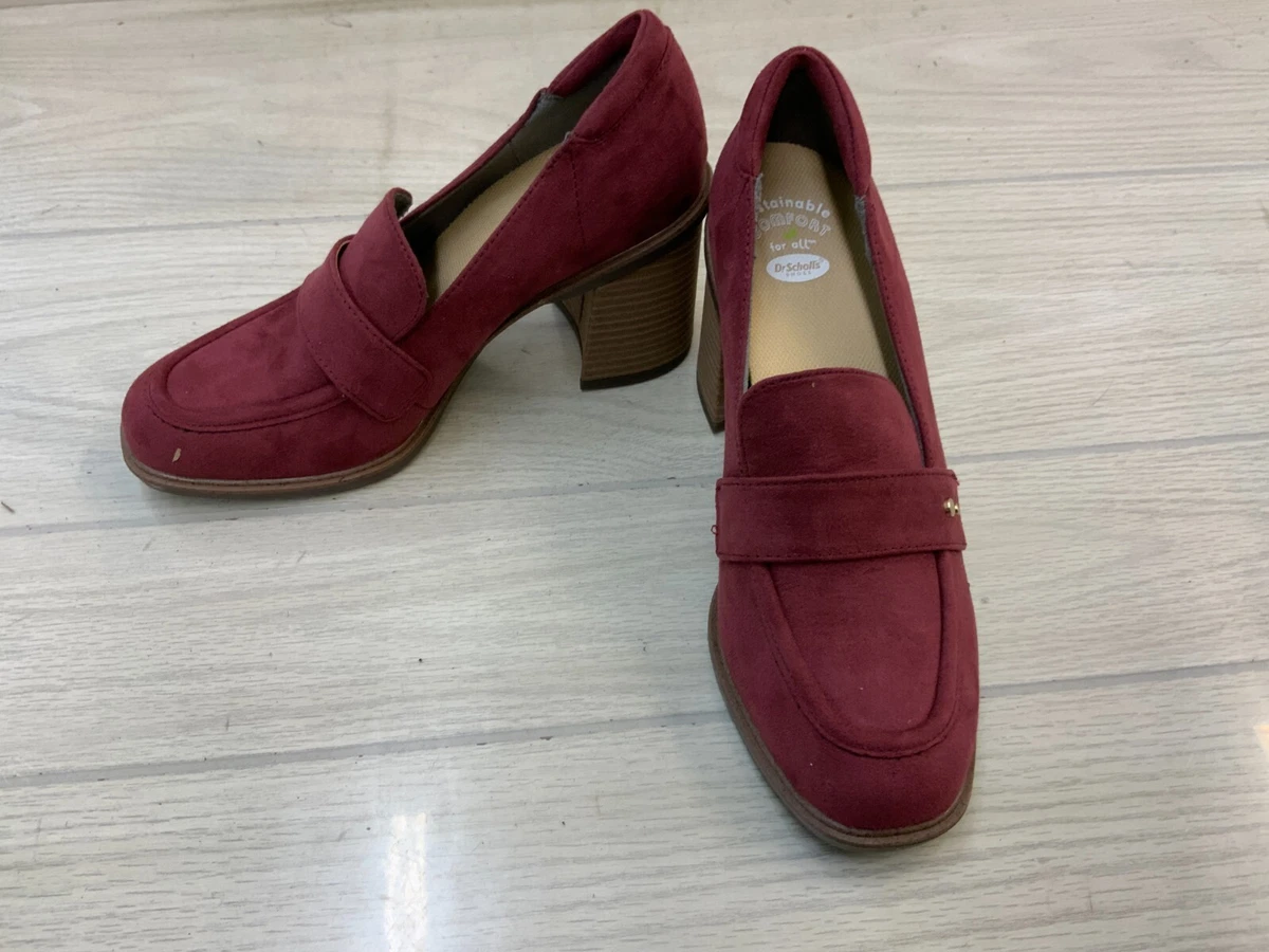Dr. Scholl s Rumors Heeled Loafers Women s Size 7 M Red MSRP 100