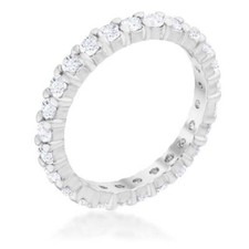 Cubic Zirconia Eternity Band Round Cut Stack Wedding Ring Band