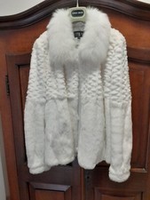 Echtpelz- Kurze Jacke,  Große 42/44 Neuwertig,  Weiß. Kaninchen-Polarfuchs
