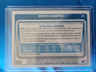 2011 Bowman - Prospects #BP1 Bryce Harper, Bryce Harper (RC) | eBay