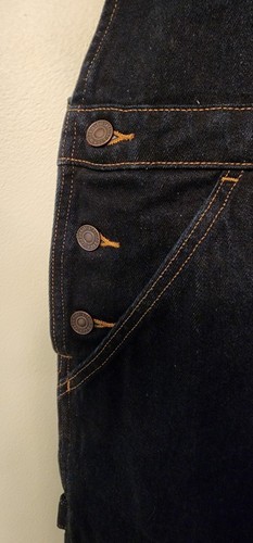 Levi's Jeans Dark Wash Denim Relaxed @98 BIG E Overalls Blue Men’s Size M NEW. - Picture 3 of 13