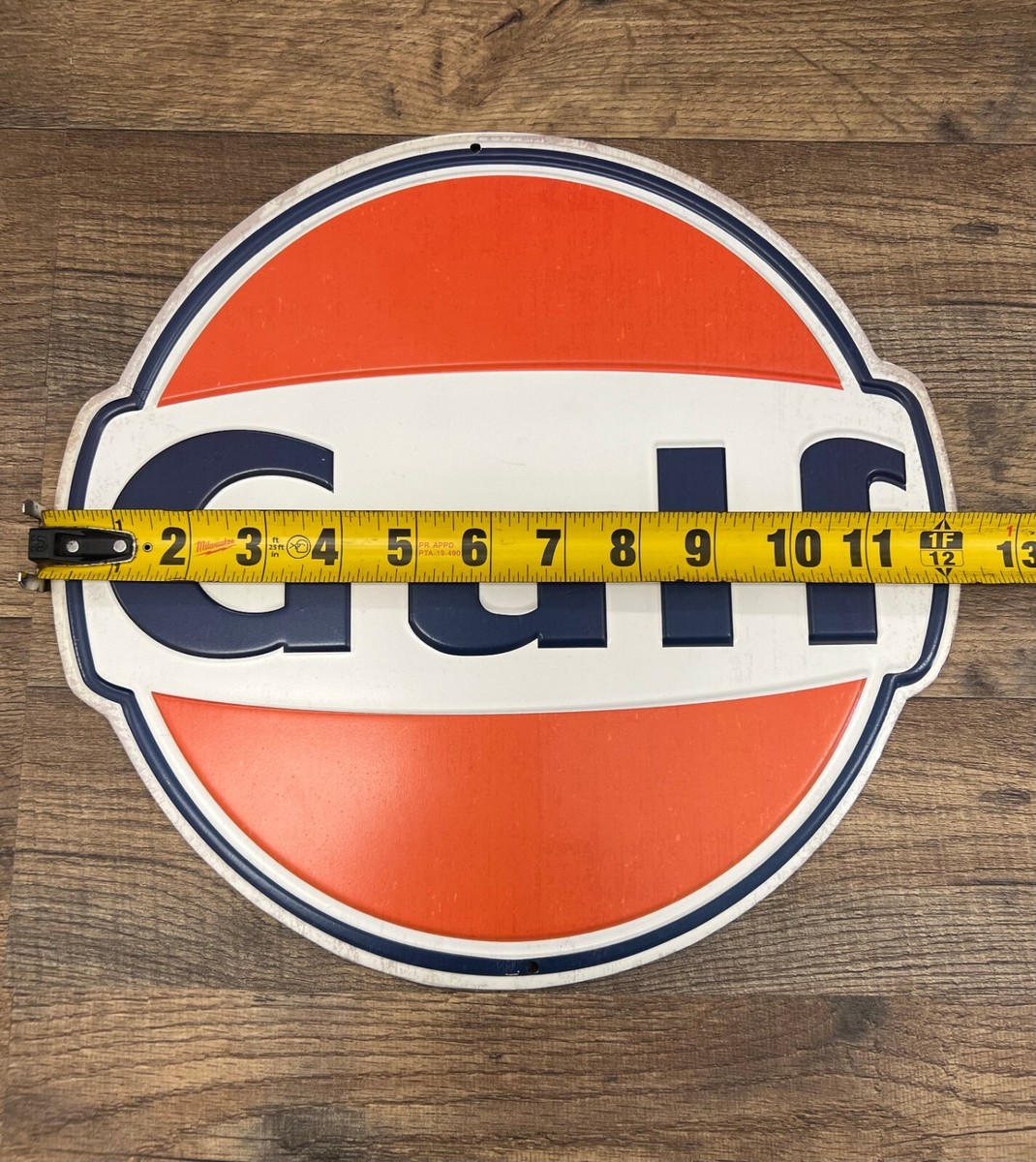 Gulf vintage sign ガレージ、店舗に！USAヴィンテージサイン Large Gulf Dealer Sign: Vintage 1940's Round Porcelain