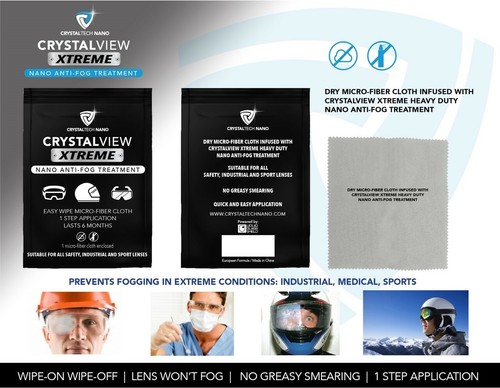 CrystalView Anti-Fog Solution For Glasses, Visors, Lenses, Wipe On, Long-Lasting - Picture 4 of 6