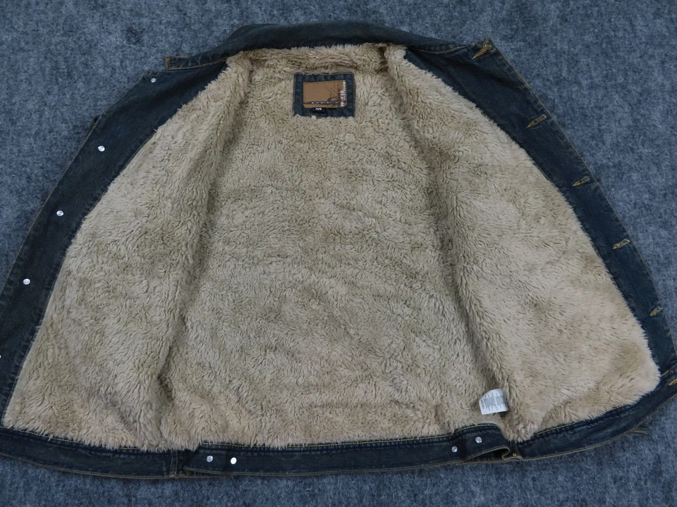 Oakley Jacket Mens Medium Blue Denim Sherpa Lined Faded Type II Coat INDUSTRIAL - Image 2 of 4