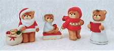Enesco Lucy and Me CHRISTMAS BEAR Lot 1980 Choir  Santa w/Bag 1983 Pulling Sled