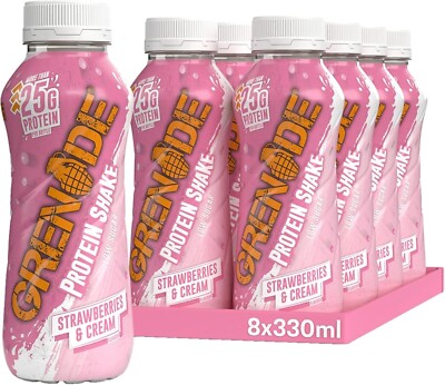 GRENADE Protein Shake Low Sugar 25g Eiweiß | Erdbeeren & Sahne 8 x 330ml