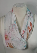 Infinity scarf, white or gray theme, animal print, floral, chiffon, handmade