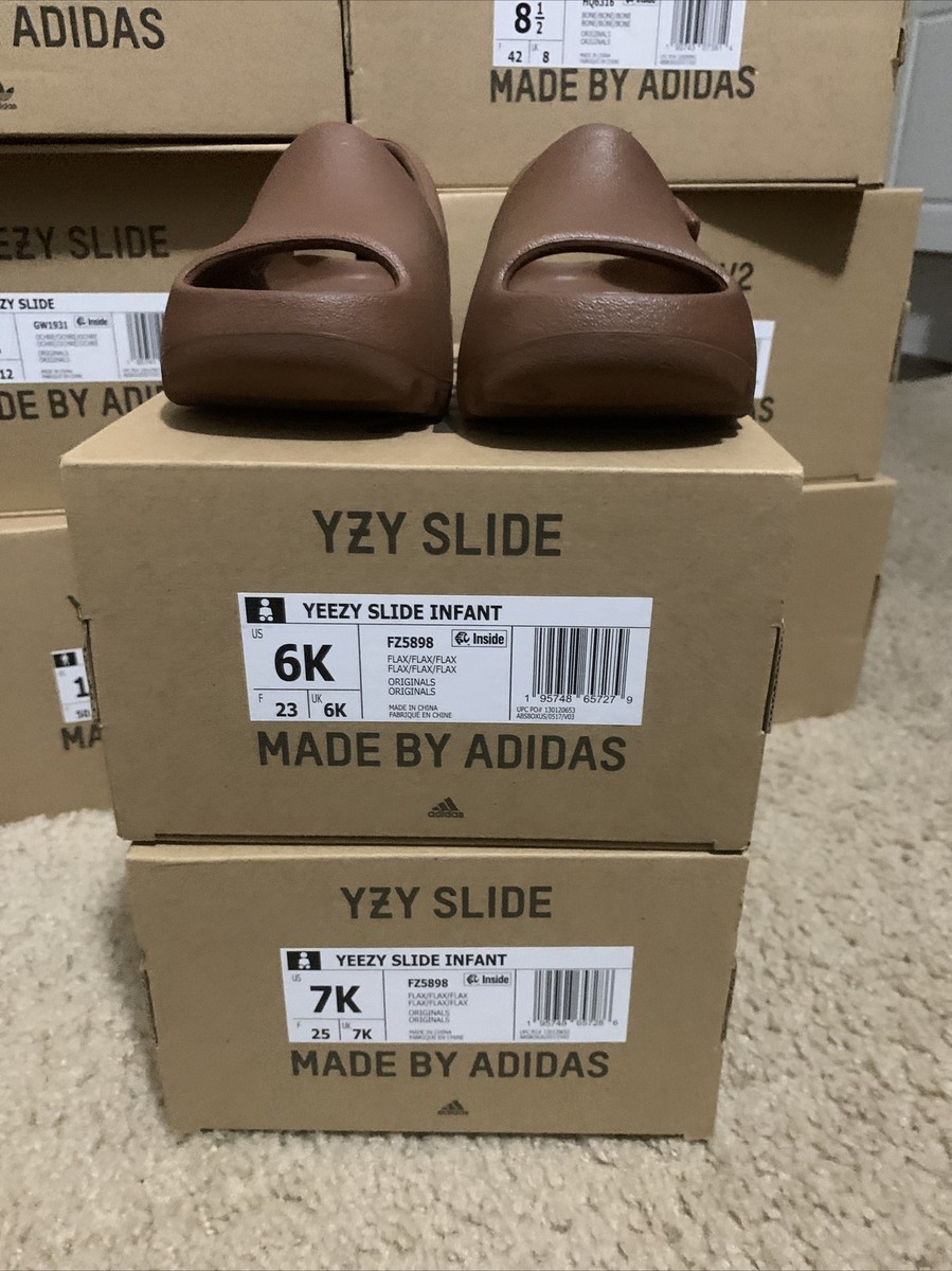 Brand New Adidas Yeezy Slide Flax Brown FZ5898 Size 6K INFANT