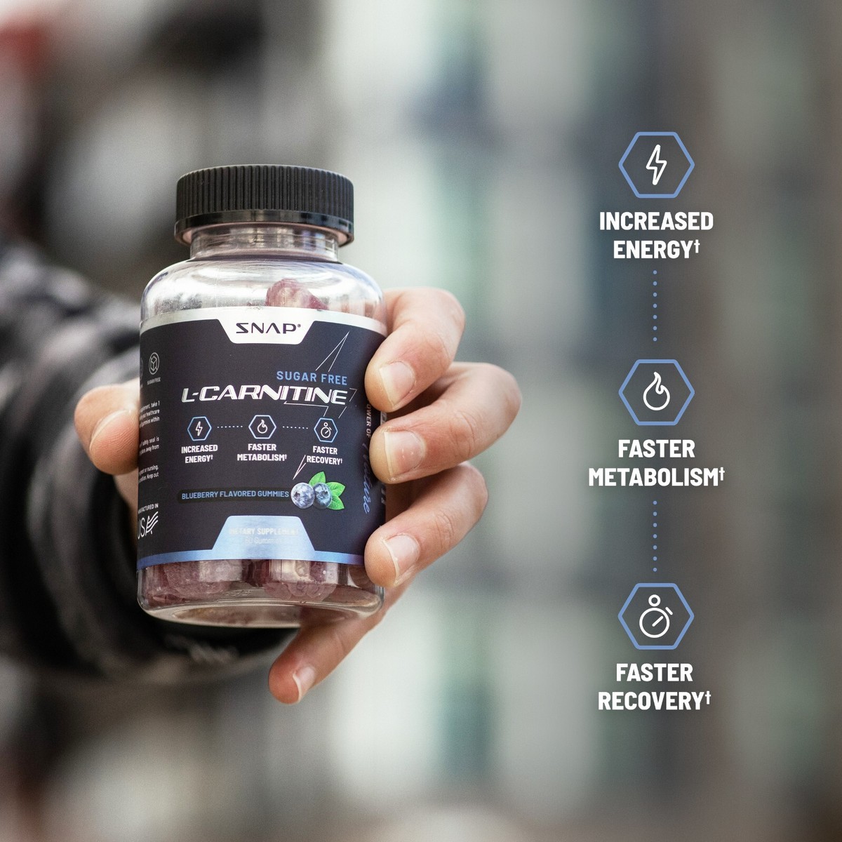 Sugar Free L-Carnitine Chews Natural Energy, Pre Workout and Recovery Gummy  60ct