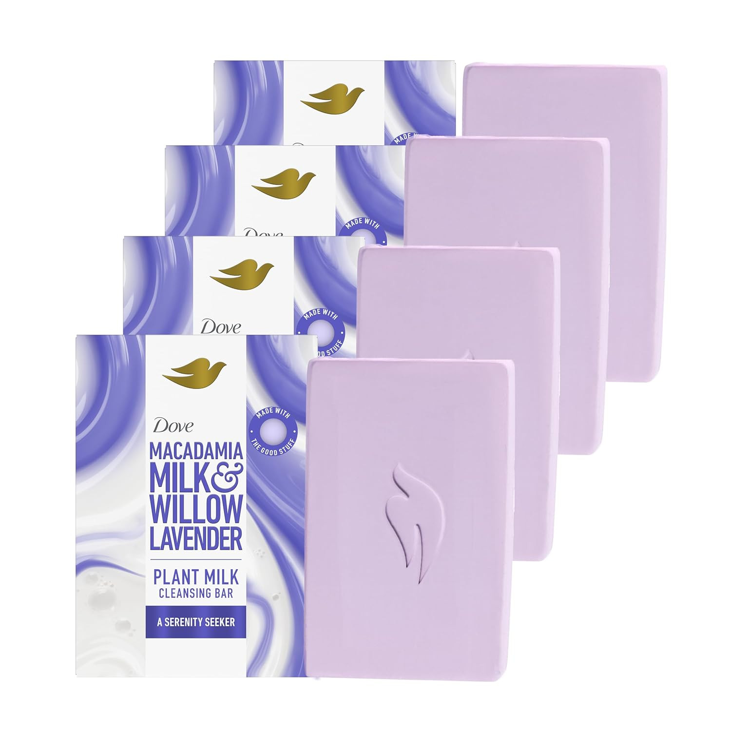 Очищающее мыло Dove Plant Milk с молочком Макадамии и ивовой лавандой Serenity See