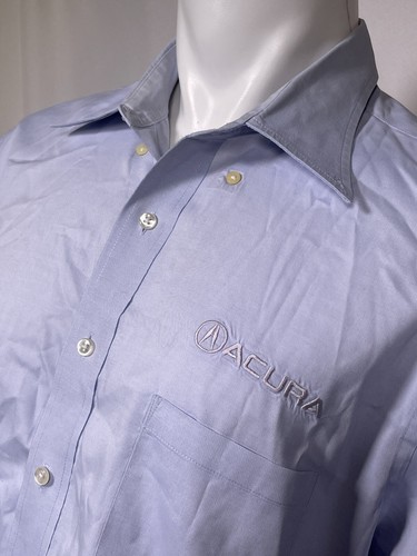 ACURA Van Heusen Blue Solid Cotton Long Sleeve Dress Shirt Men's XL 17.5 34-35 - Picture 3 of 10