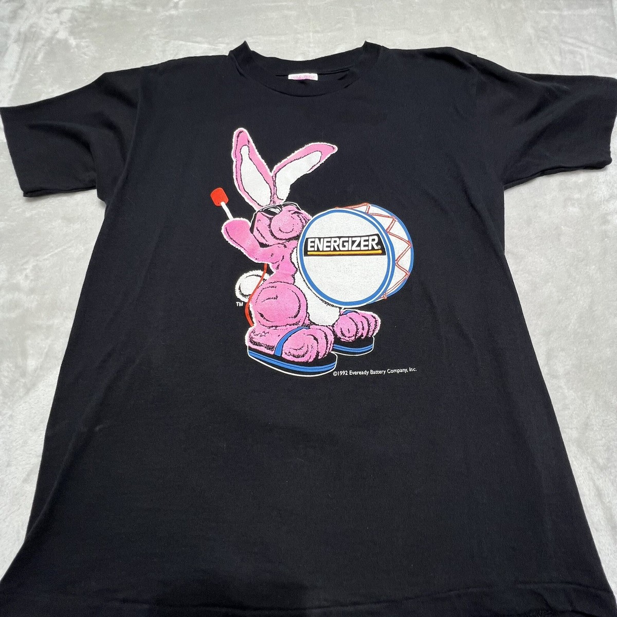 Vintage Energizer Bunny Shirt Adult Large L Black 2-Sided Graphic 