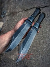 CUSTOM HANDMADE FORGED TOOL STEEL BOWIE KNIFE WITH LEATHER SHEATH 1 KNIFE
