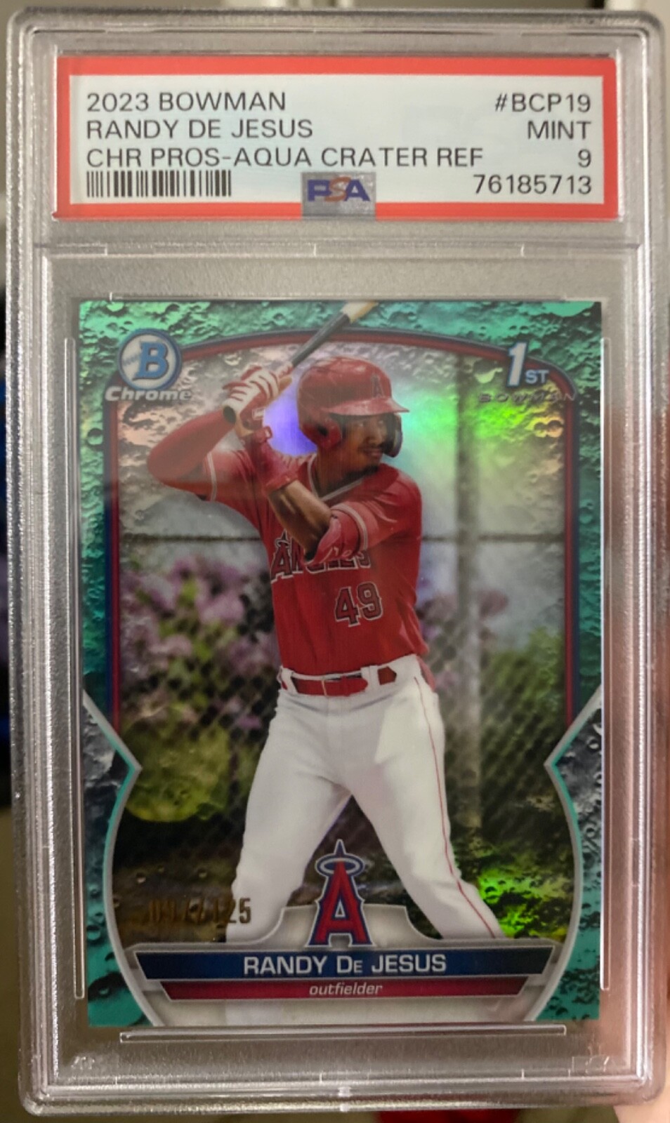 2023 Bowman Chrome #BCP-19 Randy De Jesus Bowman 1st Aqua Crater /125 PSA 9