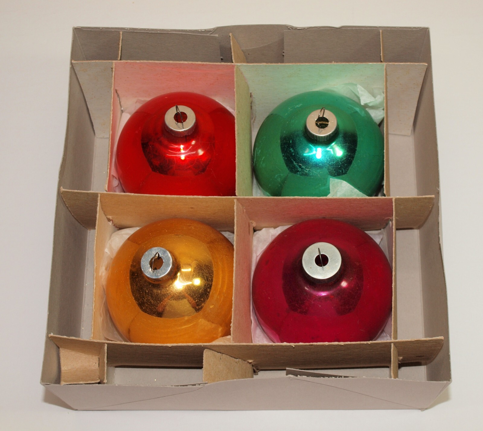 Vintage Christmas Glass Ornaments WEST GERMANY Set of 4 JUMBO 3 1/4