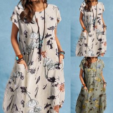 ZANZEA Womens Short Sleeve Floral Printed Casual Baggy Bohemian Beach Mini Dress