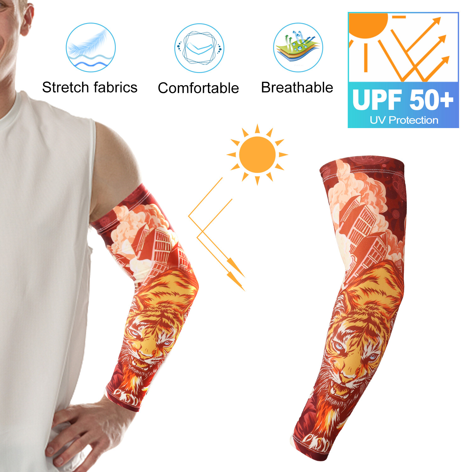 Tattoo Sunscreen Sleeve Arm Protection Block UV Anti-skid Breathable Cycling USA