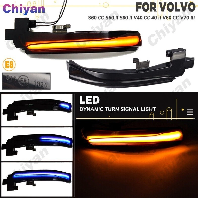 Luz de espejo LED de señal de giro dinámica ABS 2 piezas para Volvo V40 V60 S60 S80 V70 III Foto 3 de 4