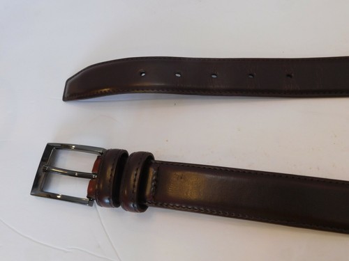 DESIGNER MEN'S BROWN LEATHER BELT 1.125" WIDE SIZE 54" - Picture 2 of 6