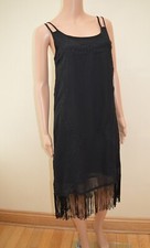 New M&S Ltd Edition Black Embroidered Fringe Dress Sz UK 8 10