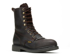 Botas de trabajo de cuero con puntera de acero Kiltie Lacer marrón de 8" para hombre BAT-817 talla 5-13 (D, M)
